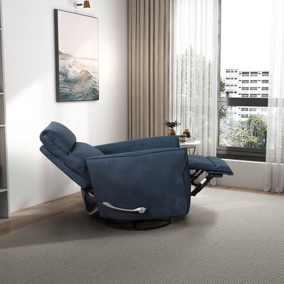 Carson - Swivel Glider Suede Recliner Chair - Midnight Blue