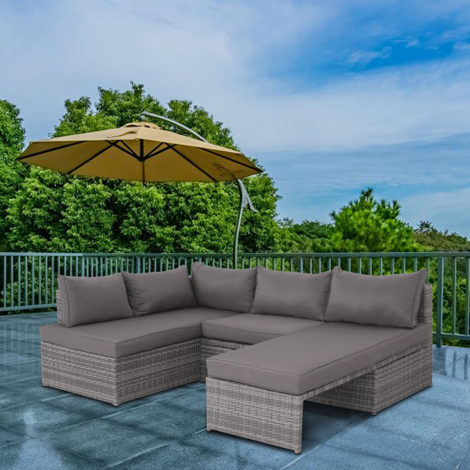 Patio Sofa With Cushions - Gray Home Essentials
