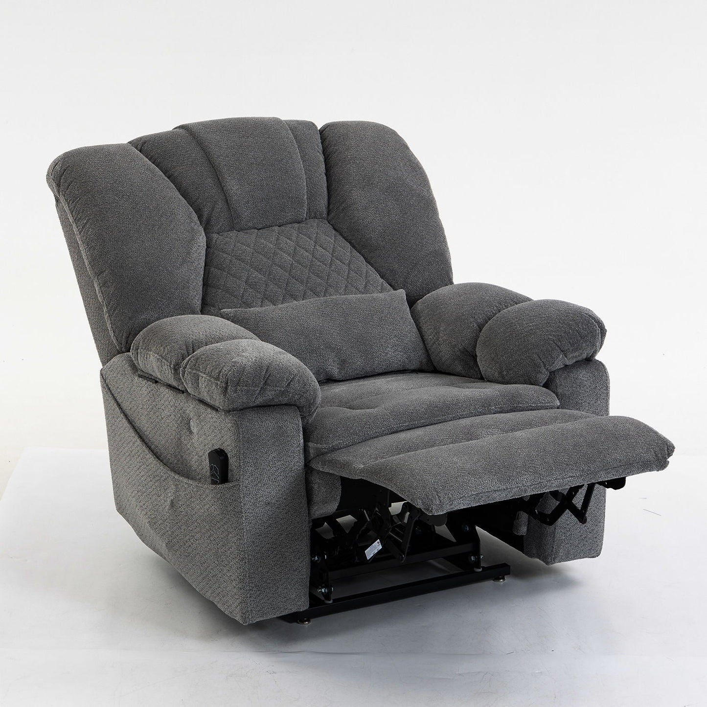 Ultra Wide Electric Lounge Chair With Hot Massage Heating And Auxiliary Standing Function, For Living Room - Gray Home Essentials