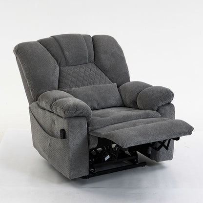 Ultra Wide Electric Lounge Chair With Hot Massage Heating And Auxiliary Standing Function, For Living Room - Gray Home Essentials