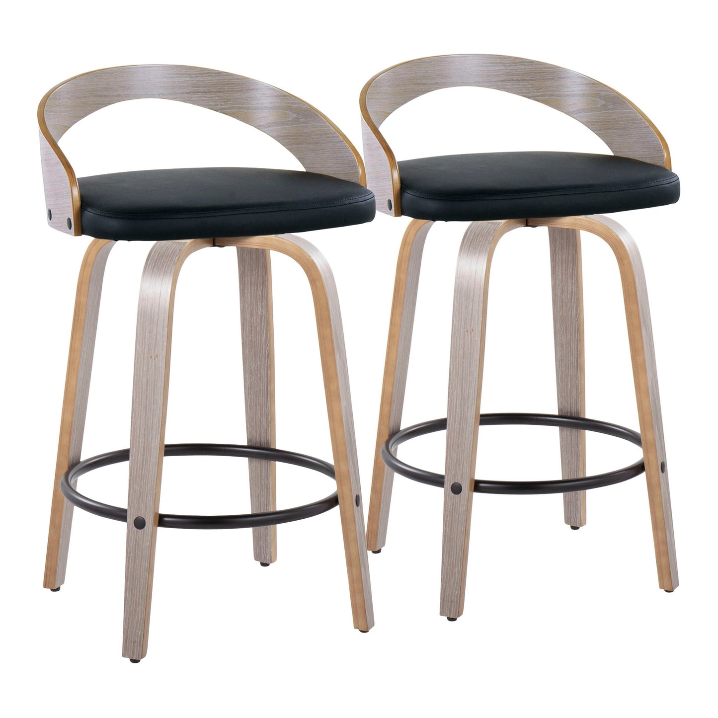Grotto - Mid Century Modern Fixed Height Counter Stool With Swivel With Round Footrest (Set of 2) Lumi Source