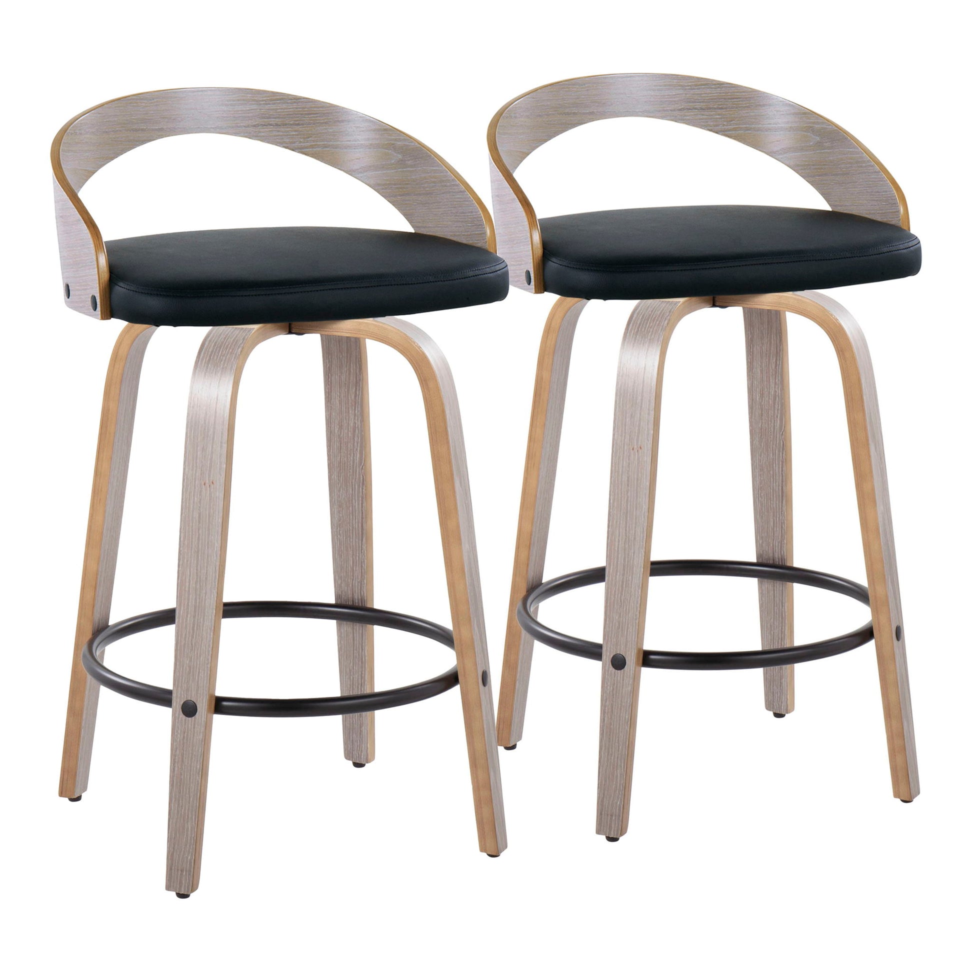 Grotto - Mid Century Modern Fixed Height Counter Stool With Swivel With Round Footrest (Set of 2) Lumi Source