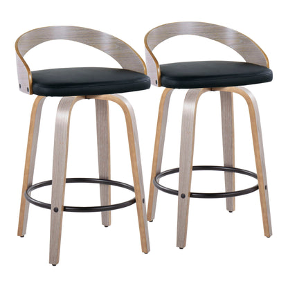 Grotto - Mid Century Modern Fixed Height Counter Stool With Swivel With Round Footrest (Set of 2) Lumi Source