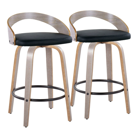 Grotto - Mid Century Modern Fixed Height Counter Stool With Swivel With Round Footrest (Set of 2) Lumi Source