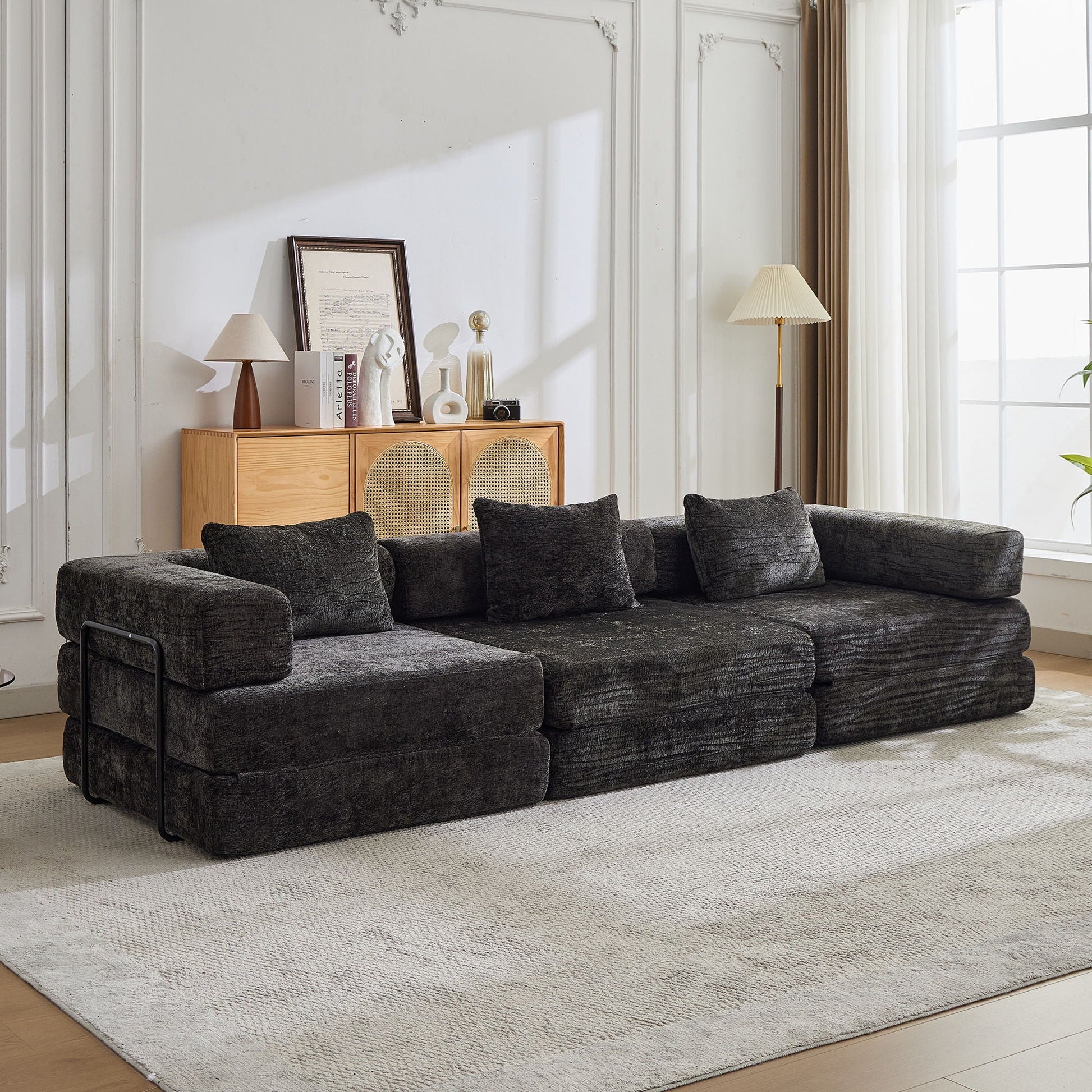 Convertible Floor Sofa Bed, Boneless Modular Sectional Sofa For Living Room Home Essentials