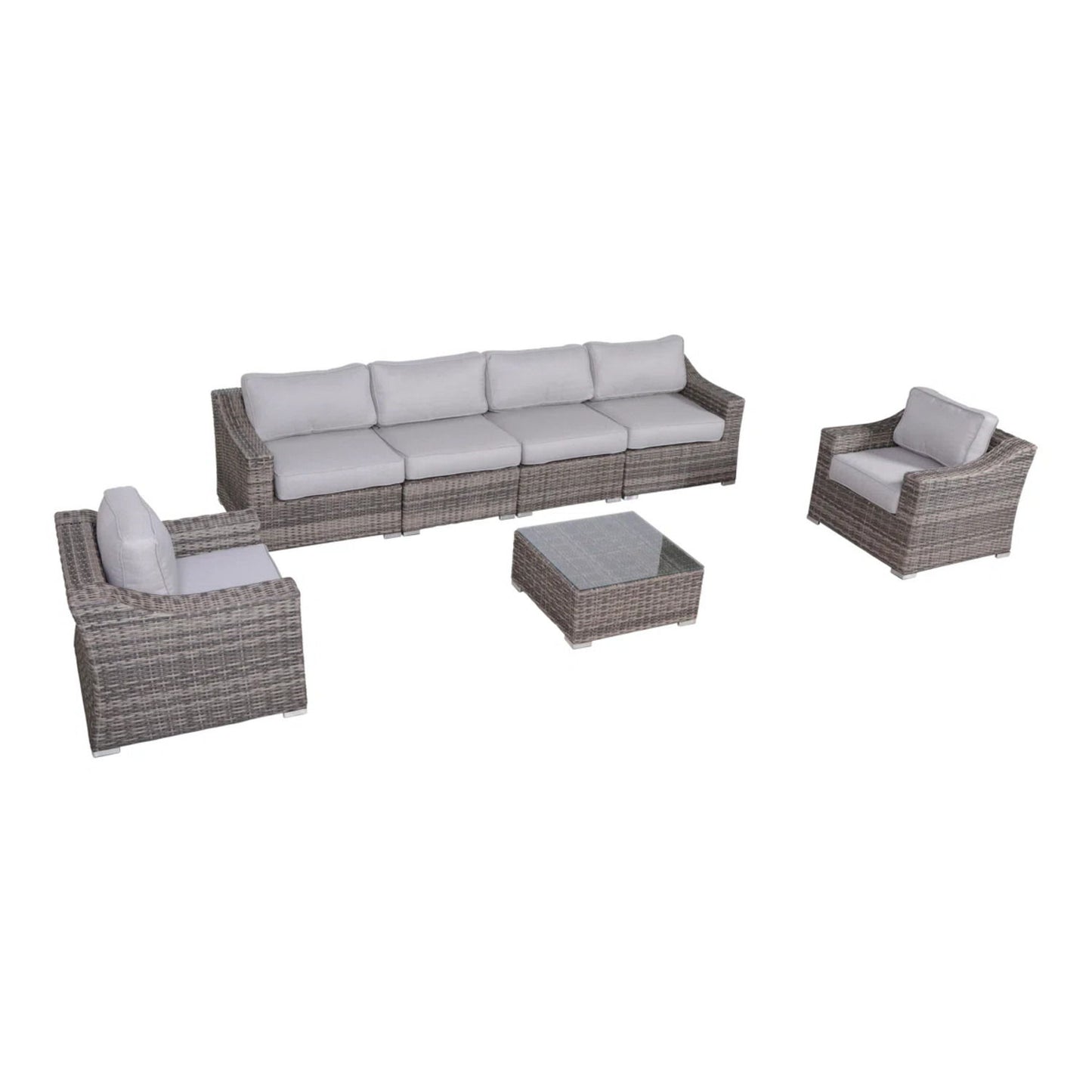 Outdoor Wicker Conversation Set With Cushions, All Weather LSI Patio Furniture