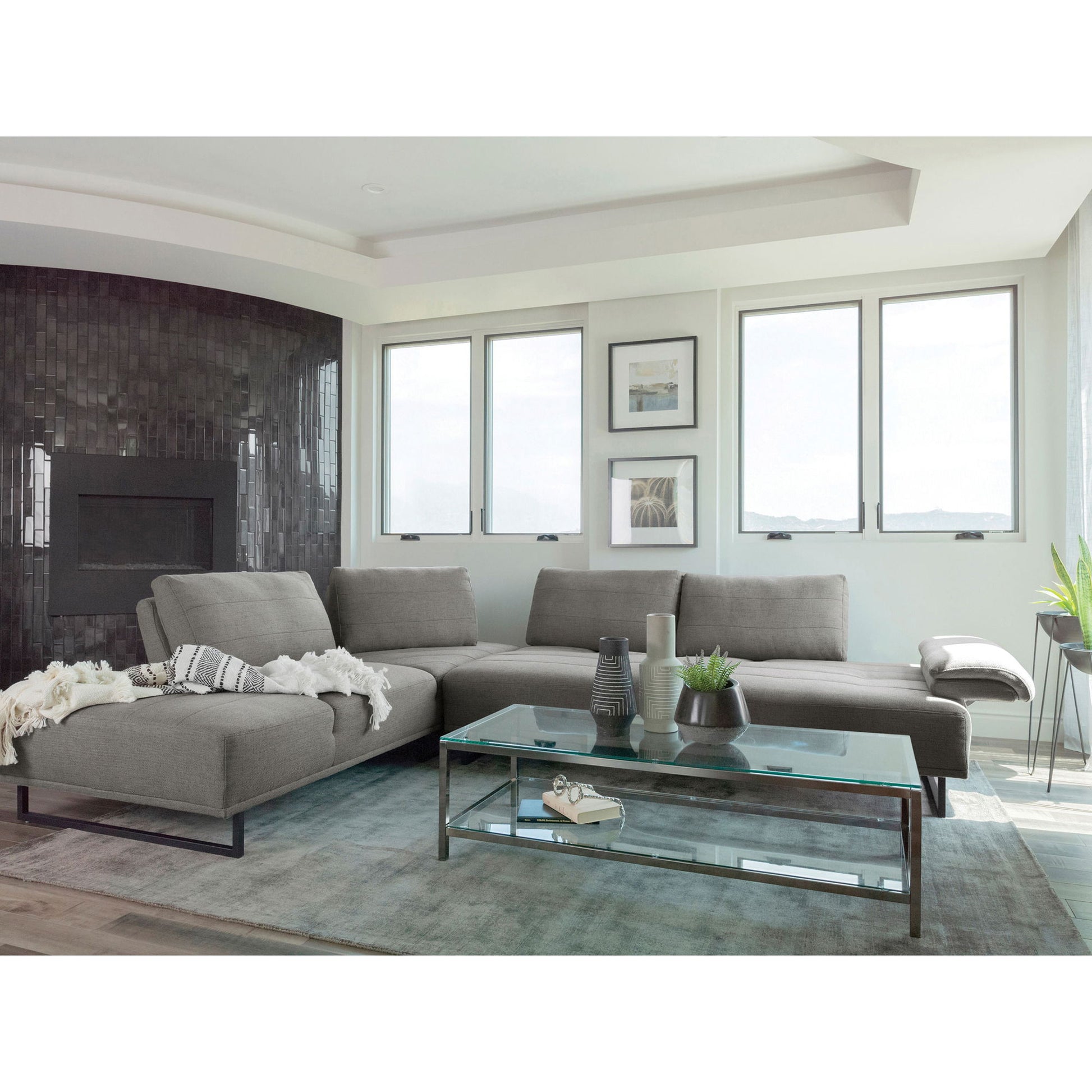 Harnal - L-Shape Sectional Adjustable Back Comfort Focused Sofa - Taupe Furniture Max