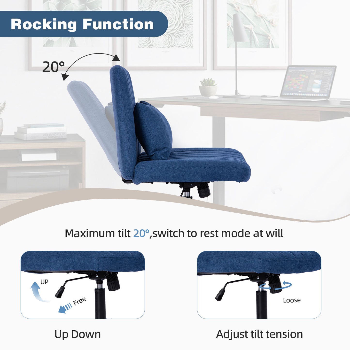 Criss Cross Office Chair With Adjustable Height, Ergonomic Design Home Essentials