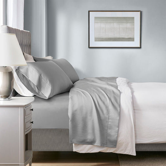 1000 Thread Count - HeiQ Smart Temperature Cotton Blend 4 Piece King Sheet Set - Gray Beautyrest