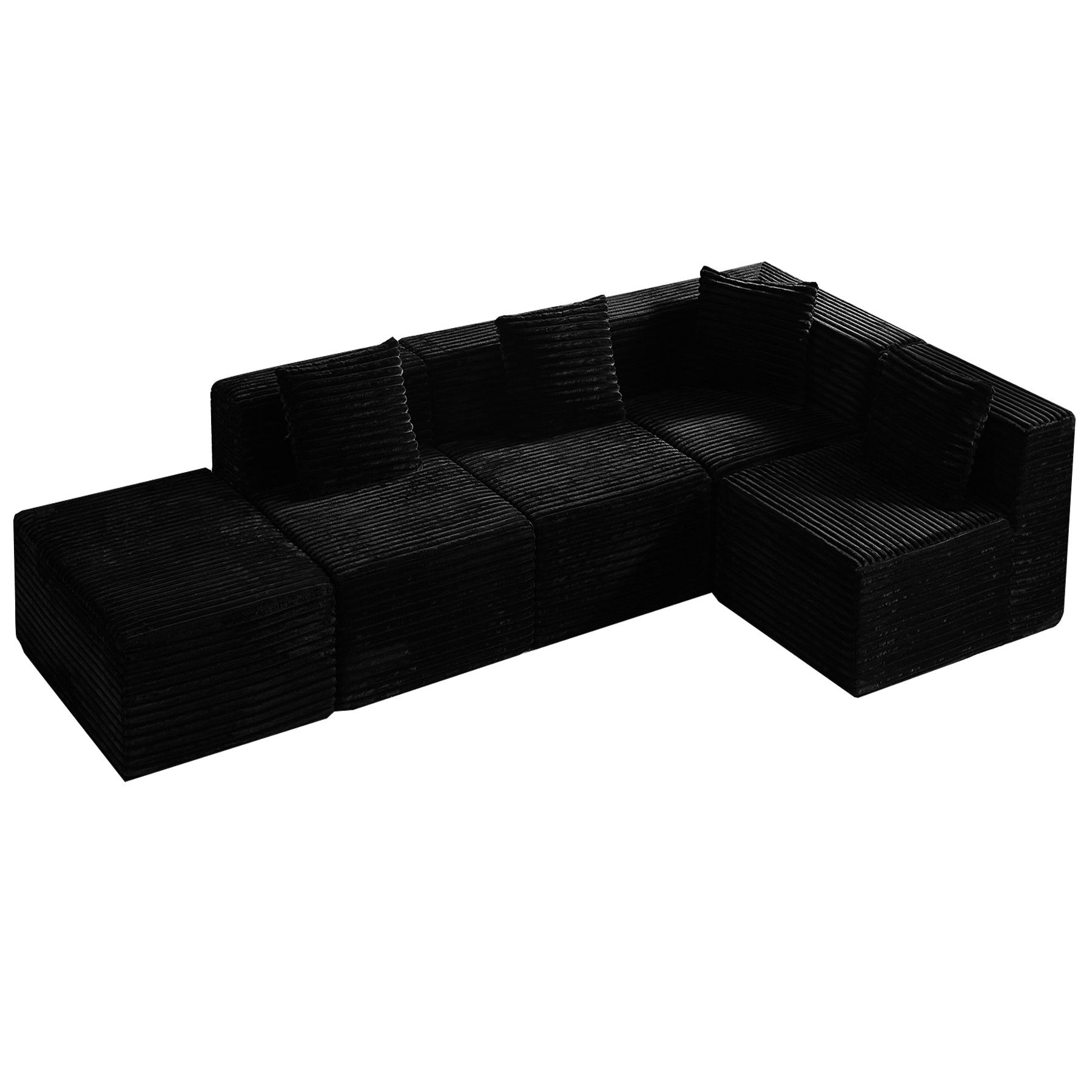 Modular Sectional Couches For Living Room With Deep Seat, L Shape Cloud Sofa Couch, High Density Memory Foam, Boneless Upholstered Couchesy - Black Home Essentials