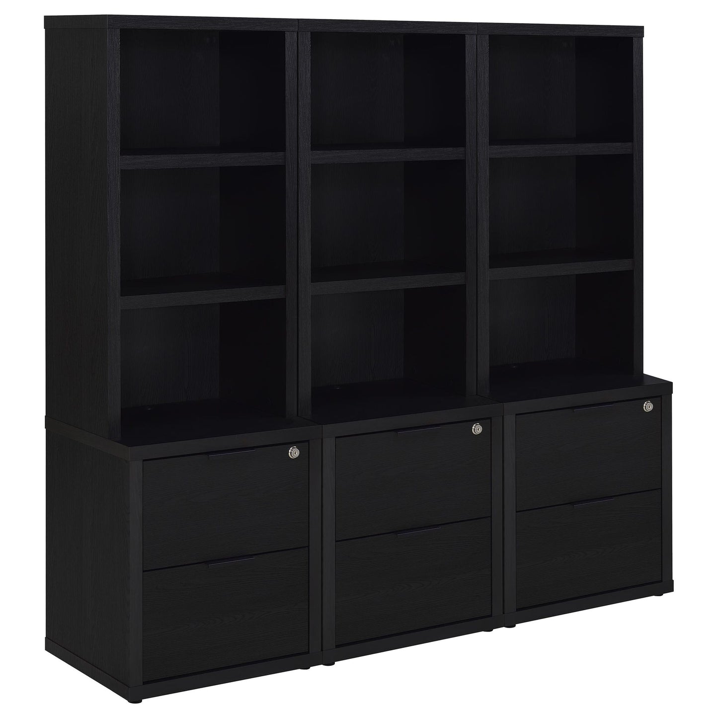 Geary - 3 Piece Wall Unit Bookcase Set With USB Storage Furniture Max
