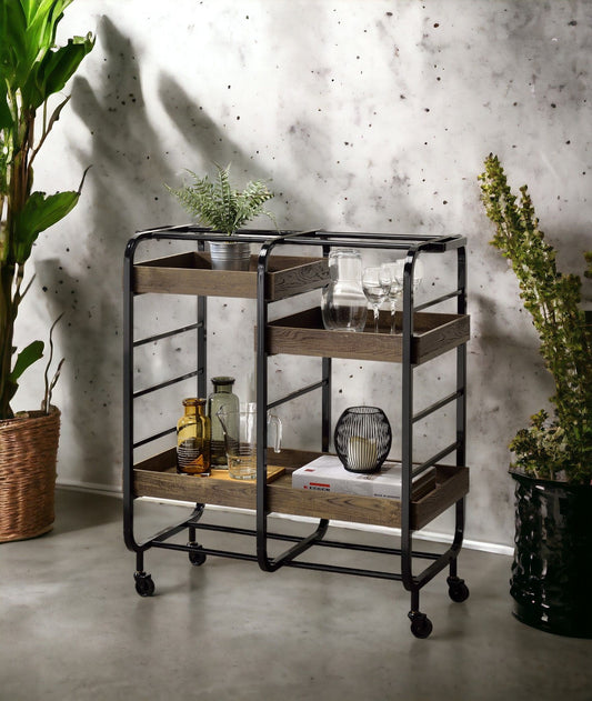 Vorrik - Serving Cart - Black / Walnut Acme