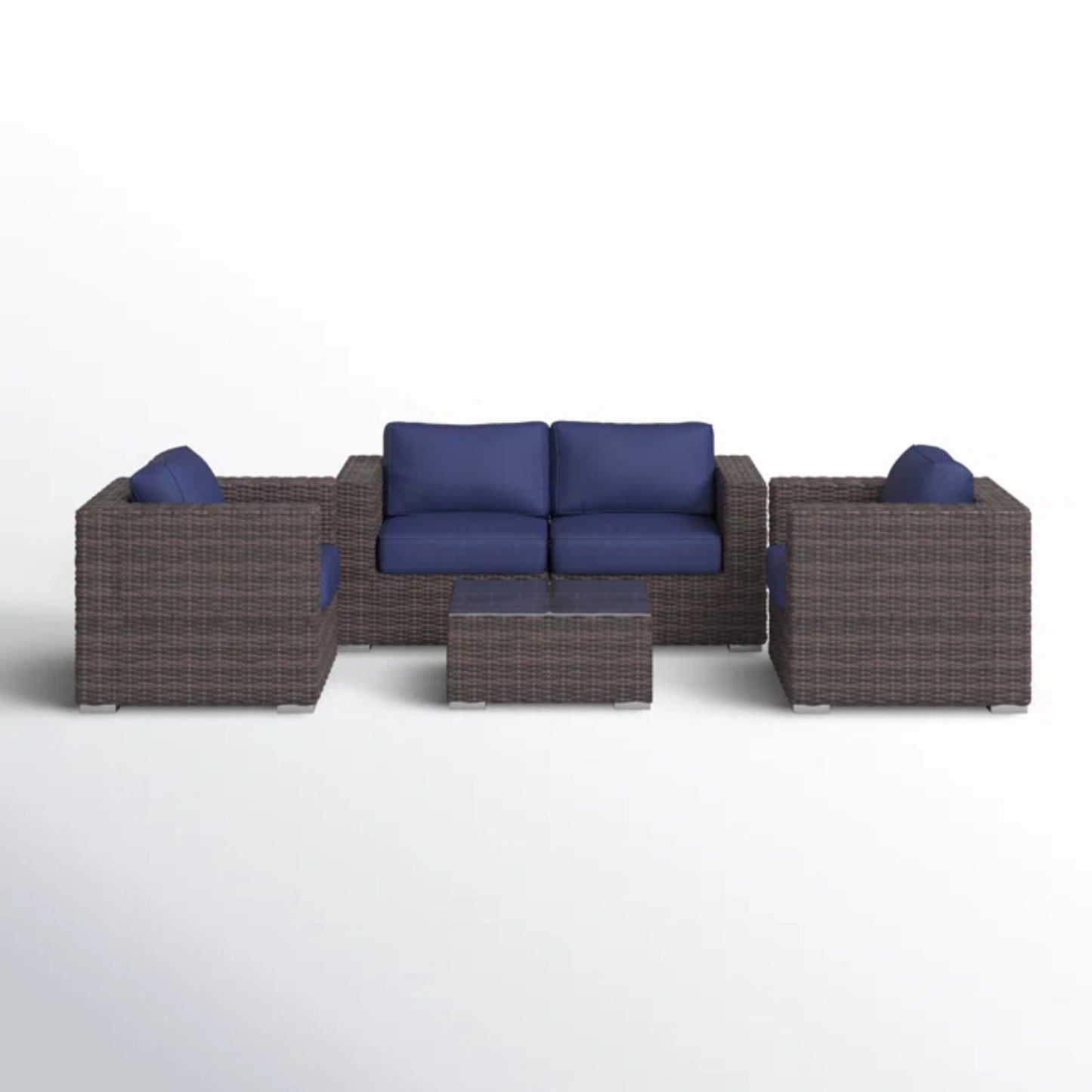 Wicker Seating Group Set With Table And Cushions LSI Patio Furniture