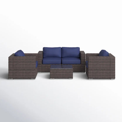 Wicker Seating Group Set With Table And Cushions LSI Patio Furniture