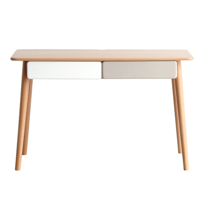 Computer Desk Large Size Office Desk With 2 Drawers, Modern Simple Style PC Table With Gap Design For Home Office - White / Gray Home Essentials