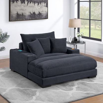 Upholstered Chaise Lounge With Cup Holders USB Port And Pillows Home Essentials