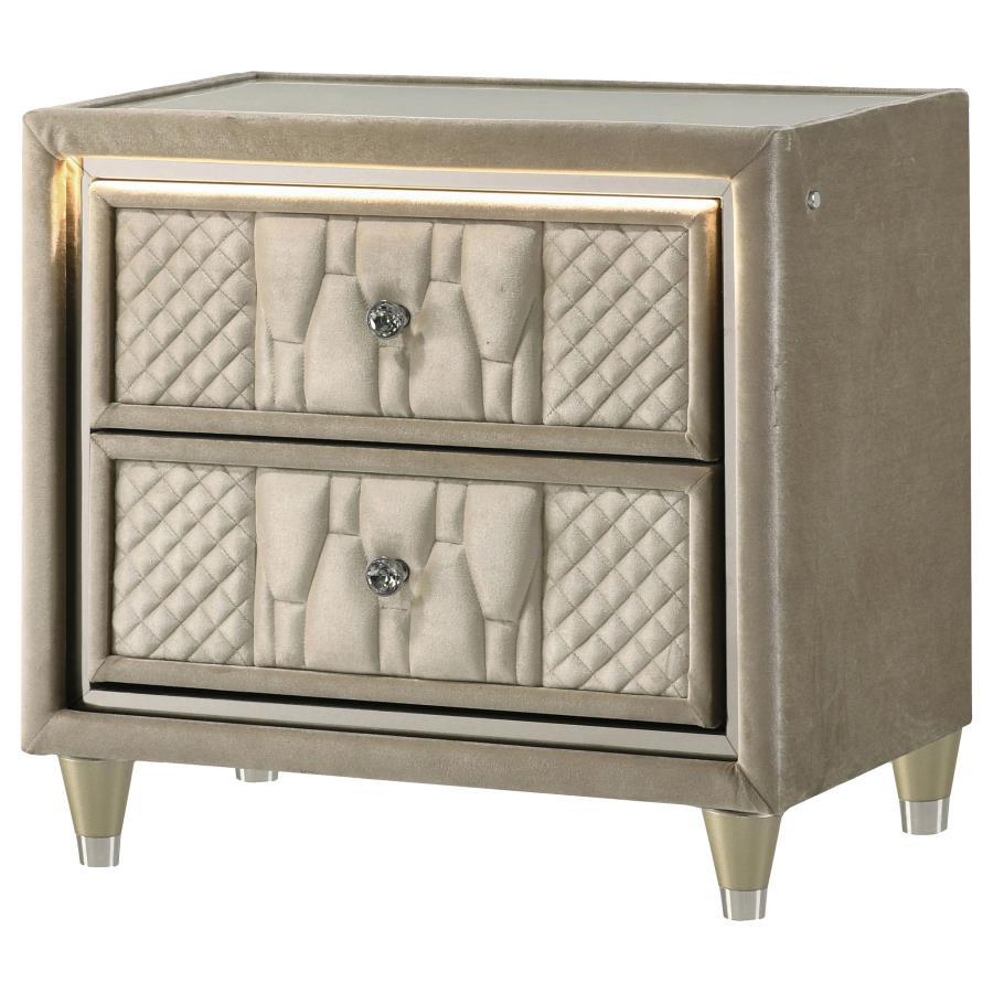 Lorient - 2-Drawer LED Nightstand With USB - Ivory And Camel Coaster Fine Furniture