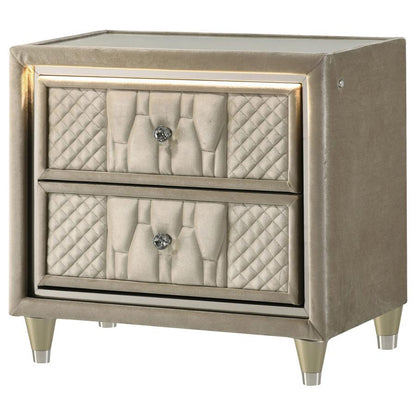 Lorient - 2-Drawer LED Nightstand With USB - Ivory And Camel Coaster Fine Furniture