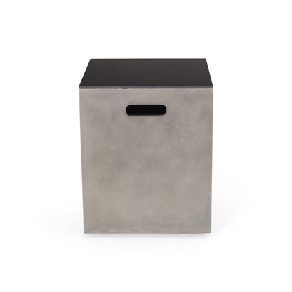 Modern Design Mgo Tank Holder Side Table With Ceramic Top - Black / Gray Noble House