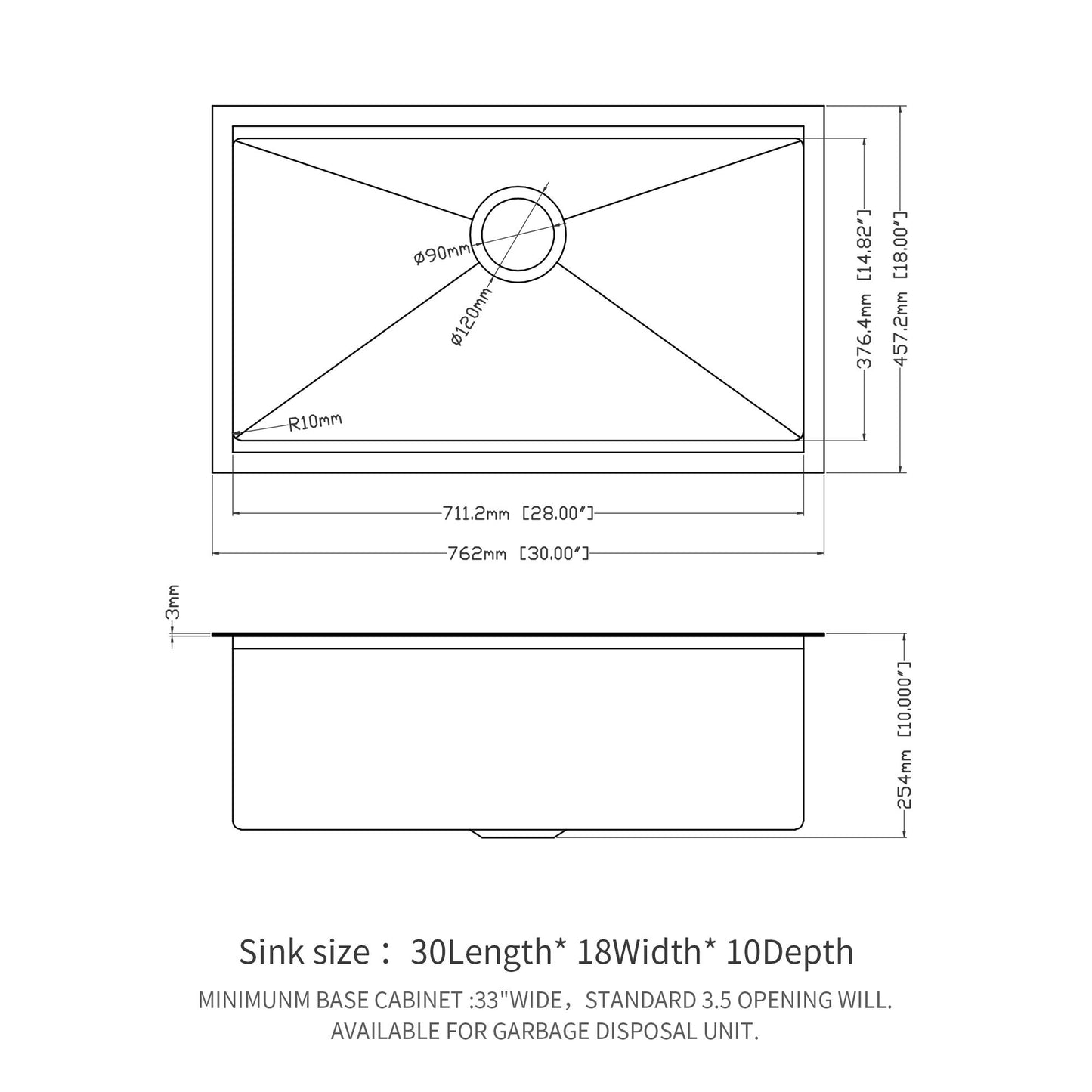 Workstation Kitchen Sink 30" X 18" X 10" Single Bowl Undermount 16 Gauge - Gunmetal Black Daily Nest
