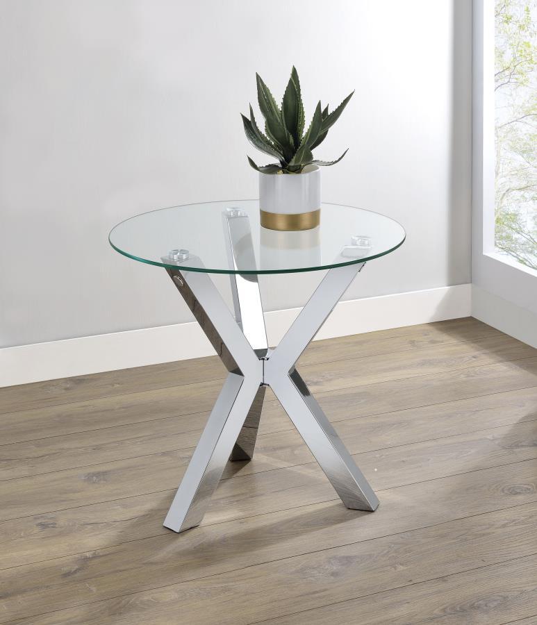 Kenzie - Round Tempered Glass Top Table Coaster Fine Furniture