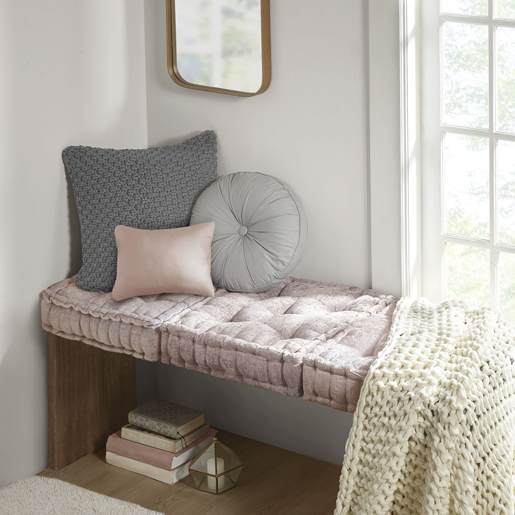 Azza - Square Floor Pillow Cushion - Blush