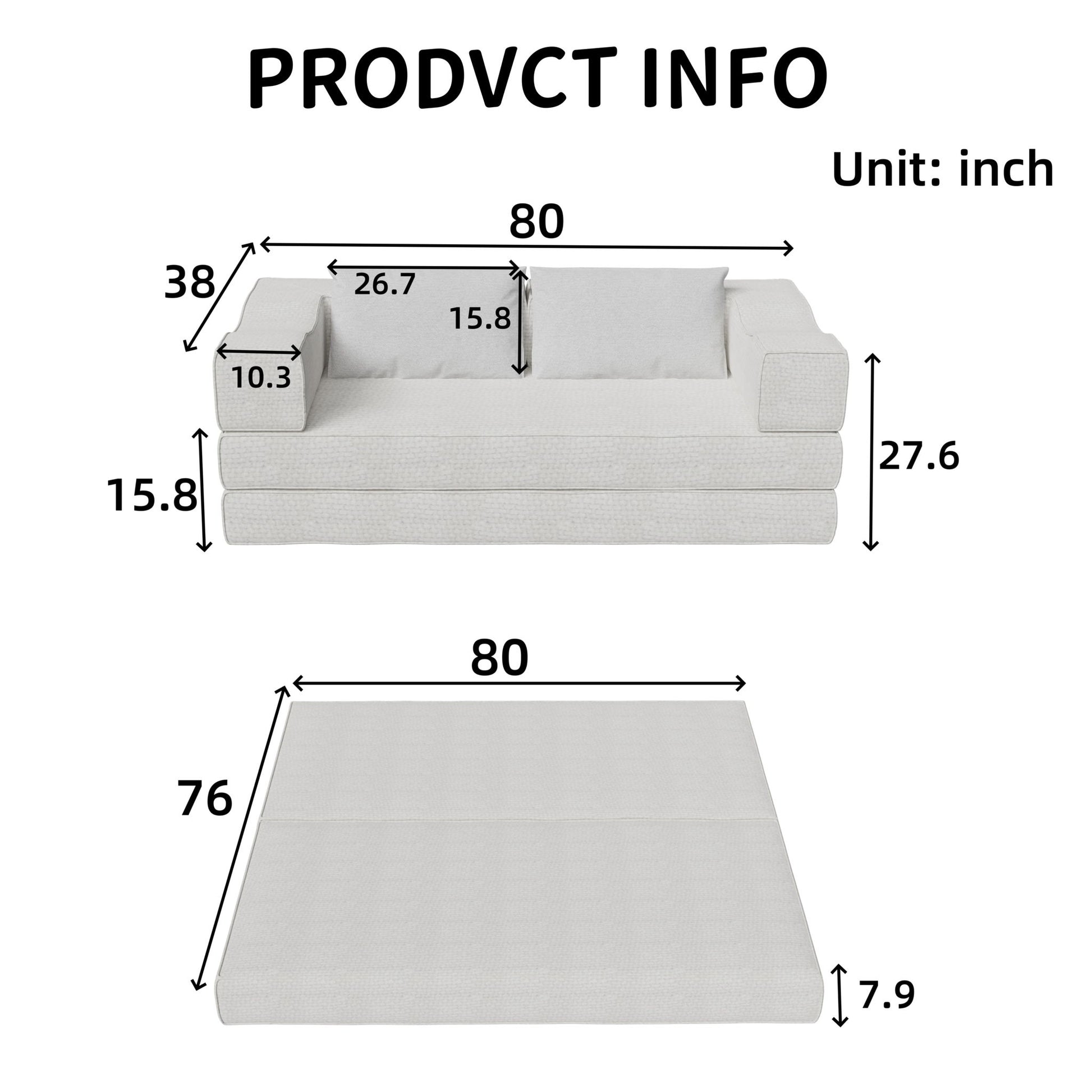3 Seat Folding Floor Couch & King Size Bed Mattress Home Essentials