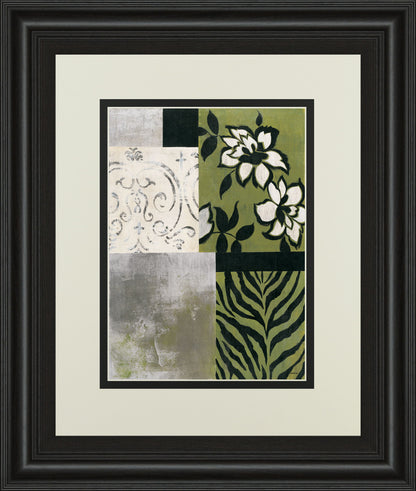 Playing With Patterns Il By Cheryl Martin - Framed Print Wall Art - Green