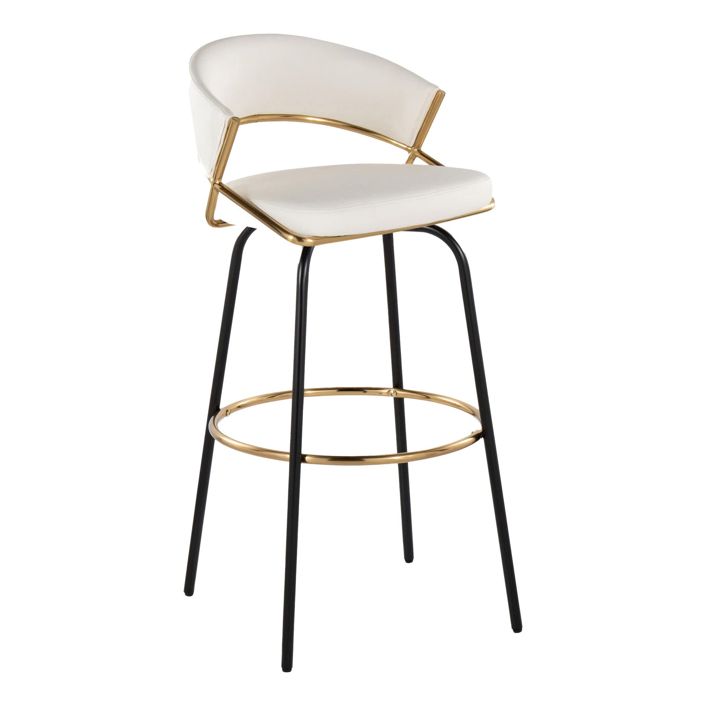 Jie - Fixed Height Contemporary Barstool With Swivel Round Footrest (Set of 2) Lumi Source