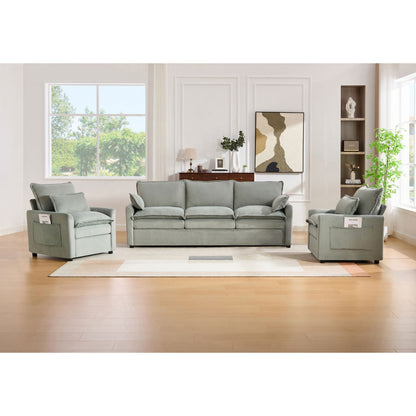 Modern Sofa Set With Double Layer Cushion And Side Storage Pockets Hearth and Haven