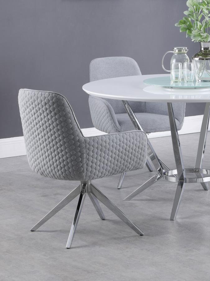 Abby - Fabric Upholstered Swivel Dining Arm Chair - Light Gray CoasterElevations