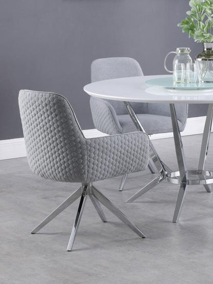 Abby - Fabric Upholstered Swivel Dining Arm Chair - Light Gray CoasterElevations