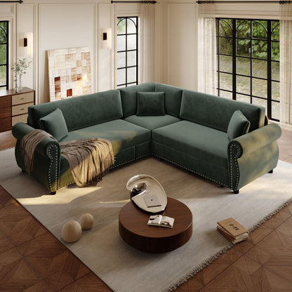 L-Shaped Sofa Couch With Pull-Out Bed Home Essentials