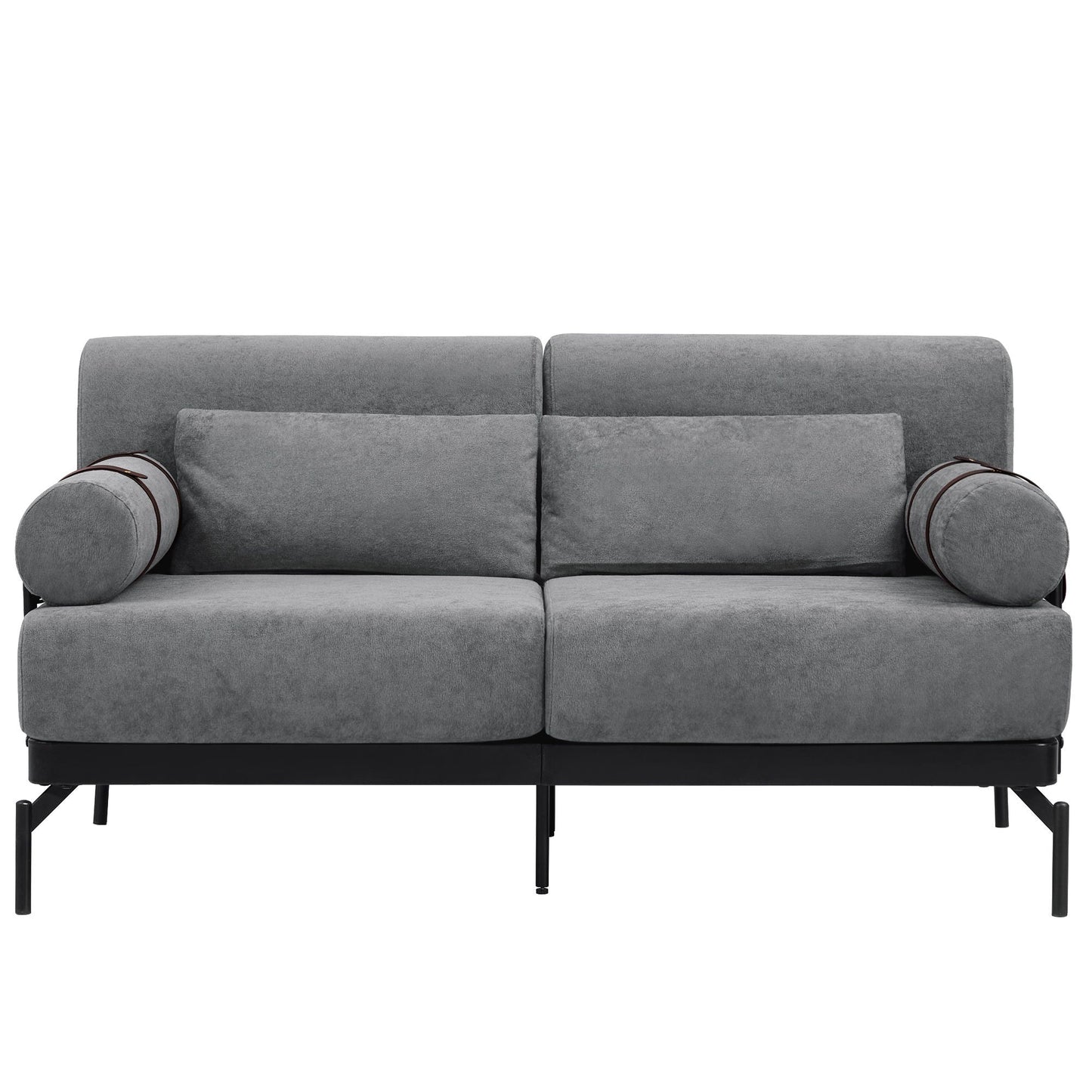 Modern Loveseat Sofa 2 Seater With USB Ports, Cylindrical Armrests Hearth and Haven