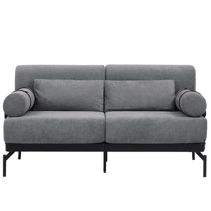 Modern Loveseat Sofa 2 Seater With USB Ports, Cylindrical Armrests Hearth and Haven