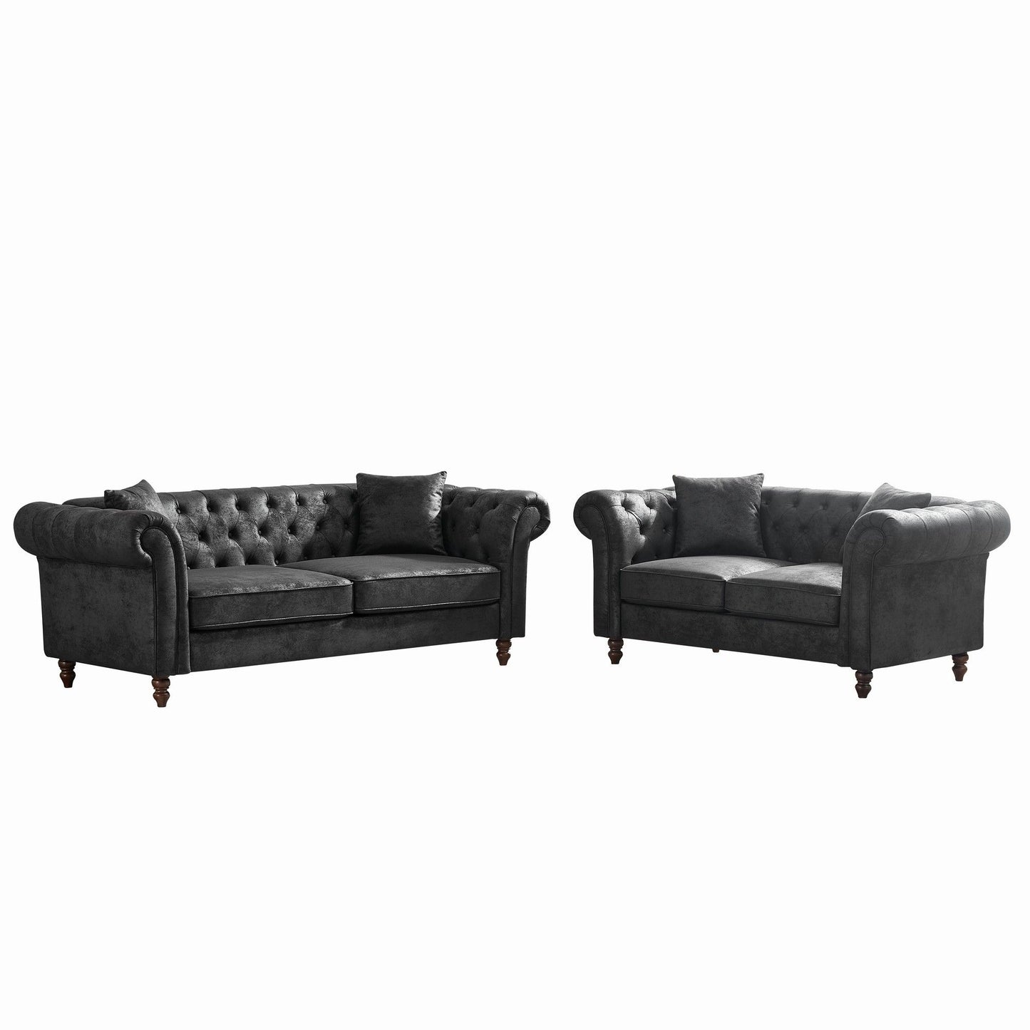 Chesterfield 3 And 2 Seater Sofa Set, High Tech Fabric Upholstered Couch For Living Room Home Essentials