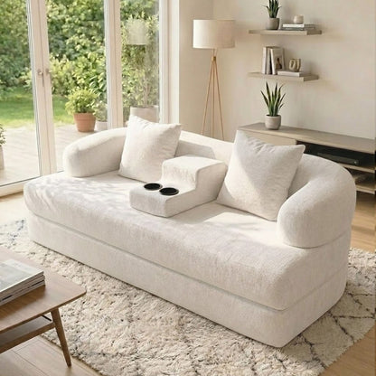 2 In 1 Convertible Sleeper Sofa Bed With Cup Holders Home Essentials