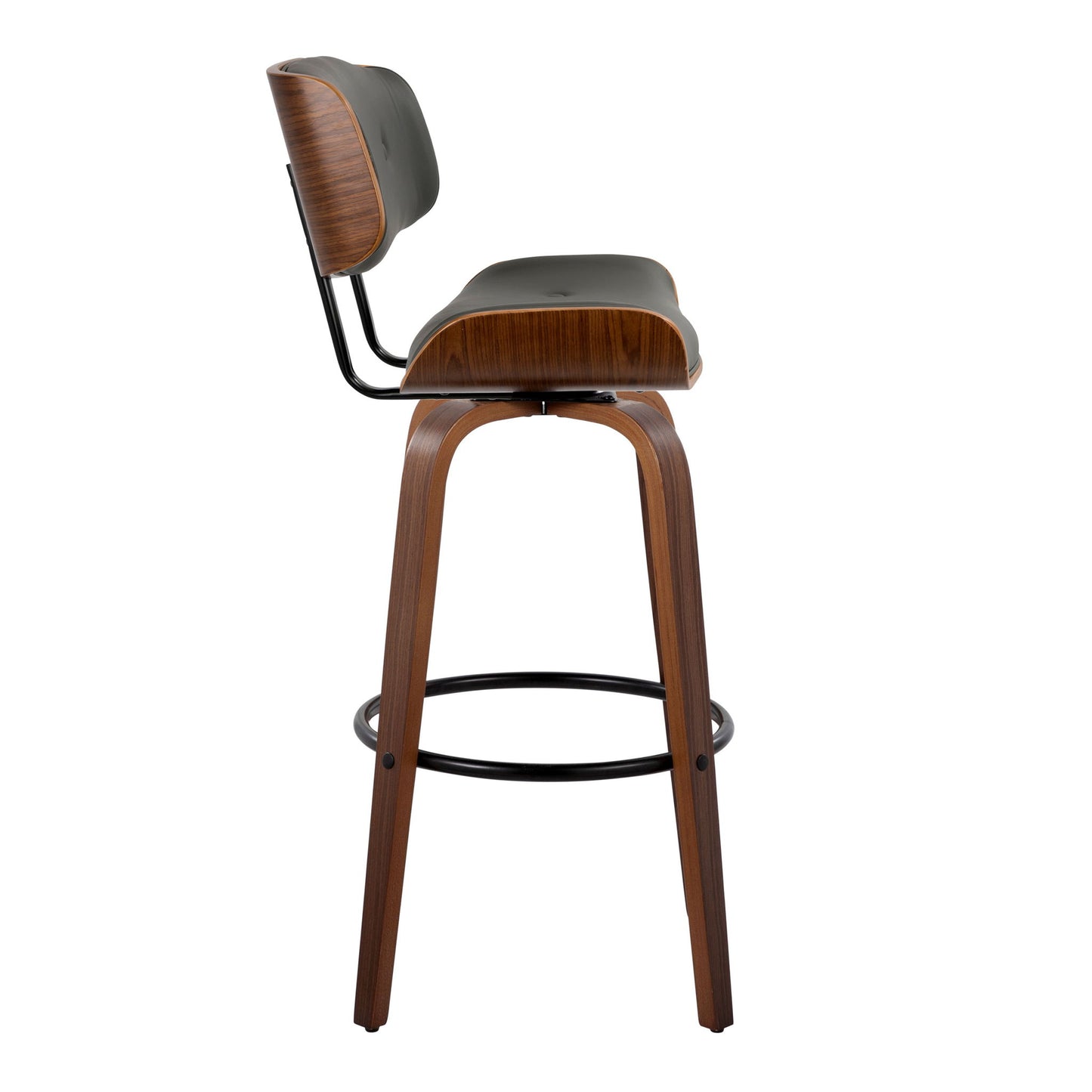 Lombardi - Mid-Century Modern Fixed Height Barstool With Swivel With Round Footrest (Set of 2) Lumi Source