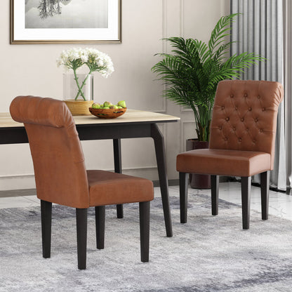 Broxton - Tuft Dining Rolltop Chairs With Button Tufted Backrest (Set of 2) Noble House
