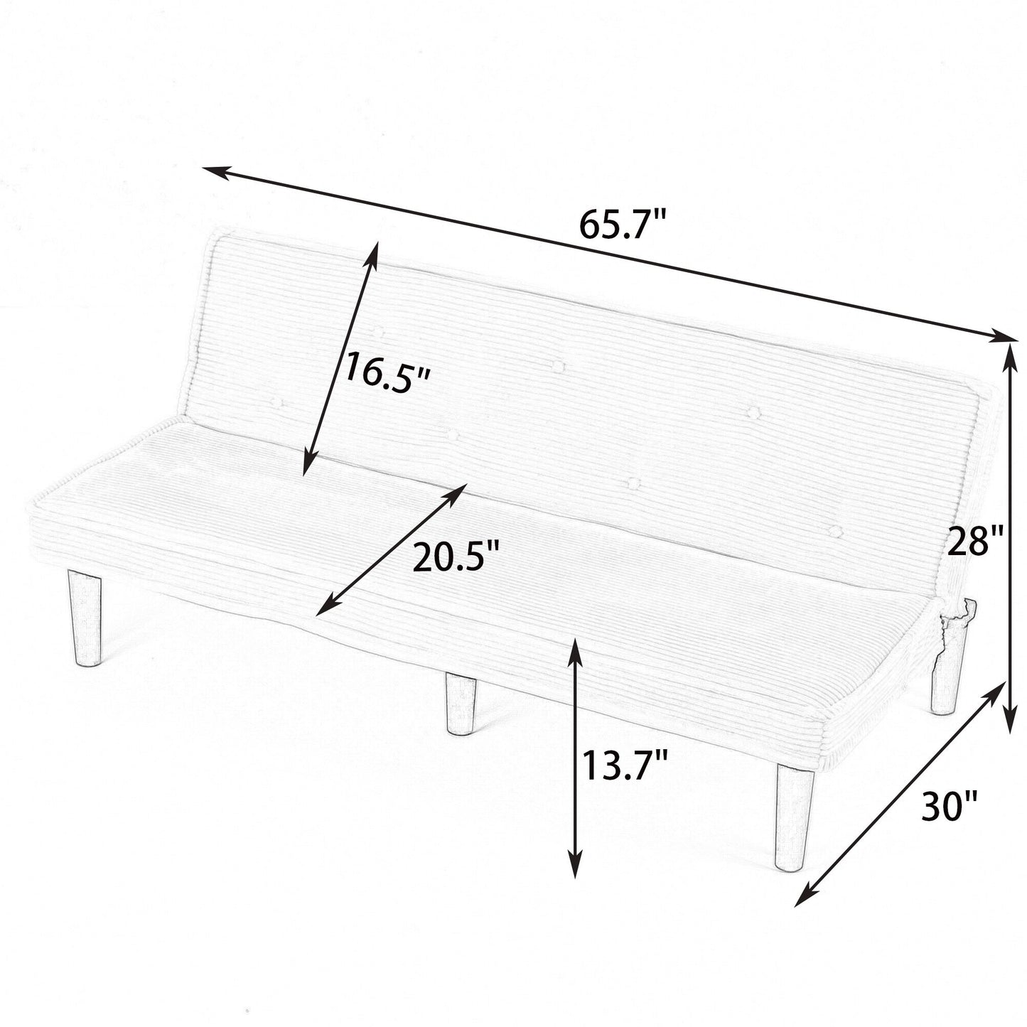 Versatile Corduroy Sofa Bed With Solid Wood Frame Home Essentials