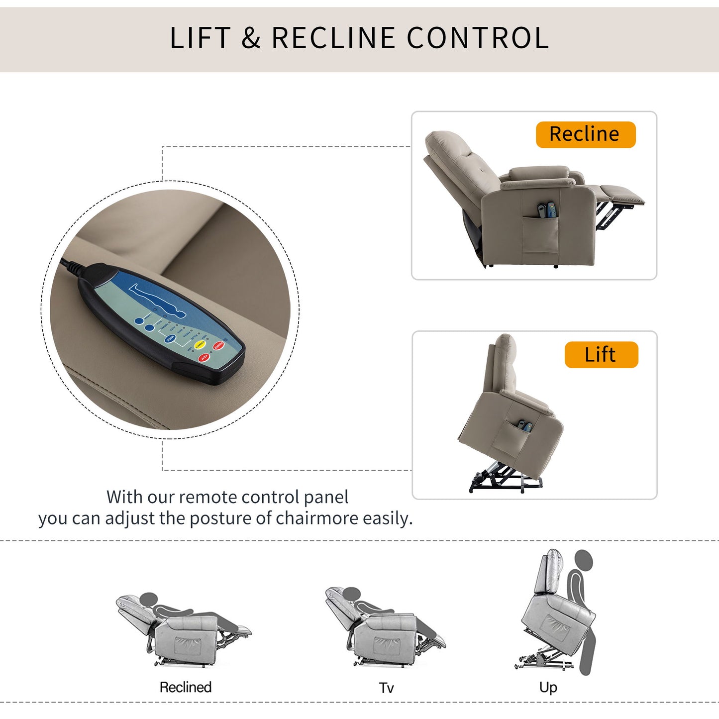 Massage Recliner Chair Electric Power Lift Chairs With Side Pocket, Adjustable Massage And Heating Function For Adults And Seniors