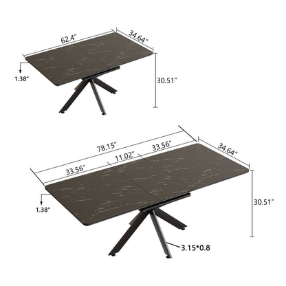 Modern Mid-Century Gray Dining Table Set With Extendable Design Home Essentials