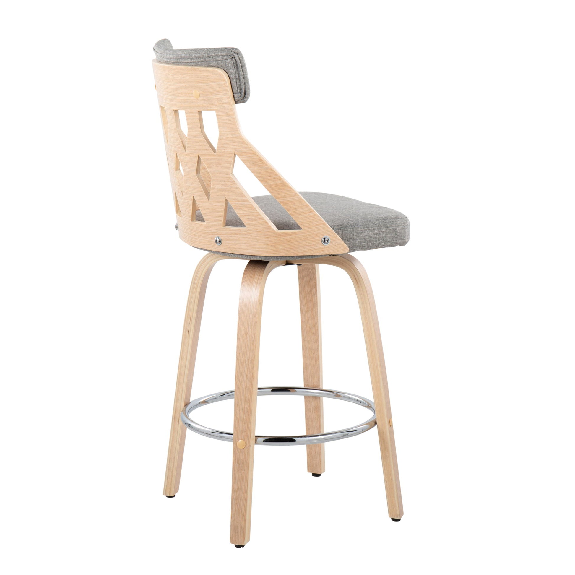 York - Mid-Century Modern Counter Stool - Natural / Light Gray Lumi Source