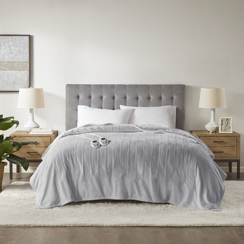 Queen Heated Blanket - Light Gray Serta