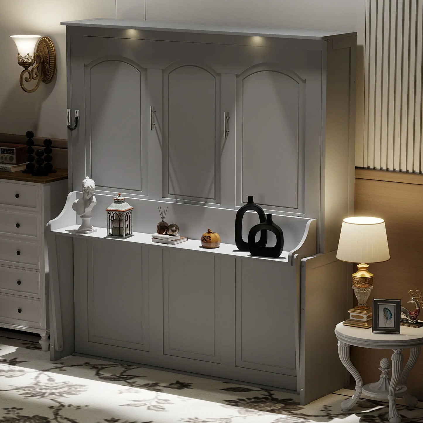 Murphy Bed With Desk, LED Lights & USB Charging Station Dreamland