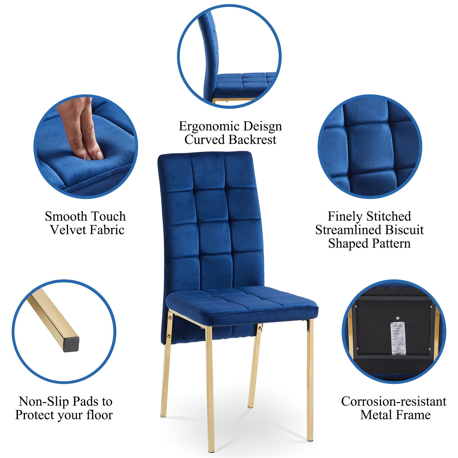 Velvet High Back Nordic Dining Chair Modern Chair With Golden Color Legs Home Essentials