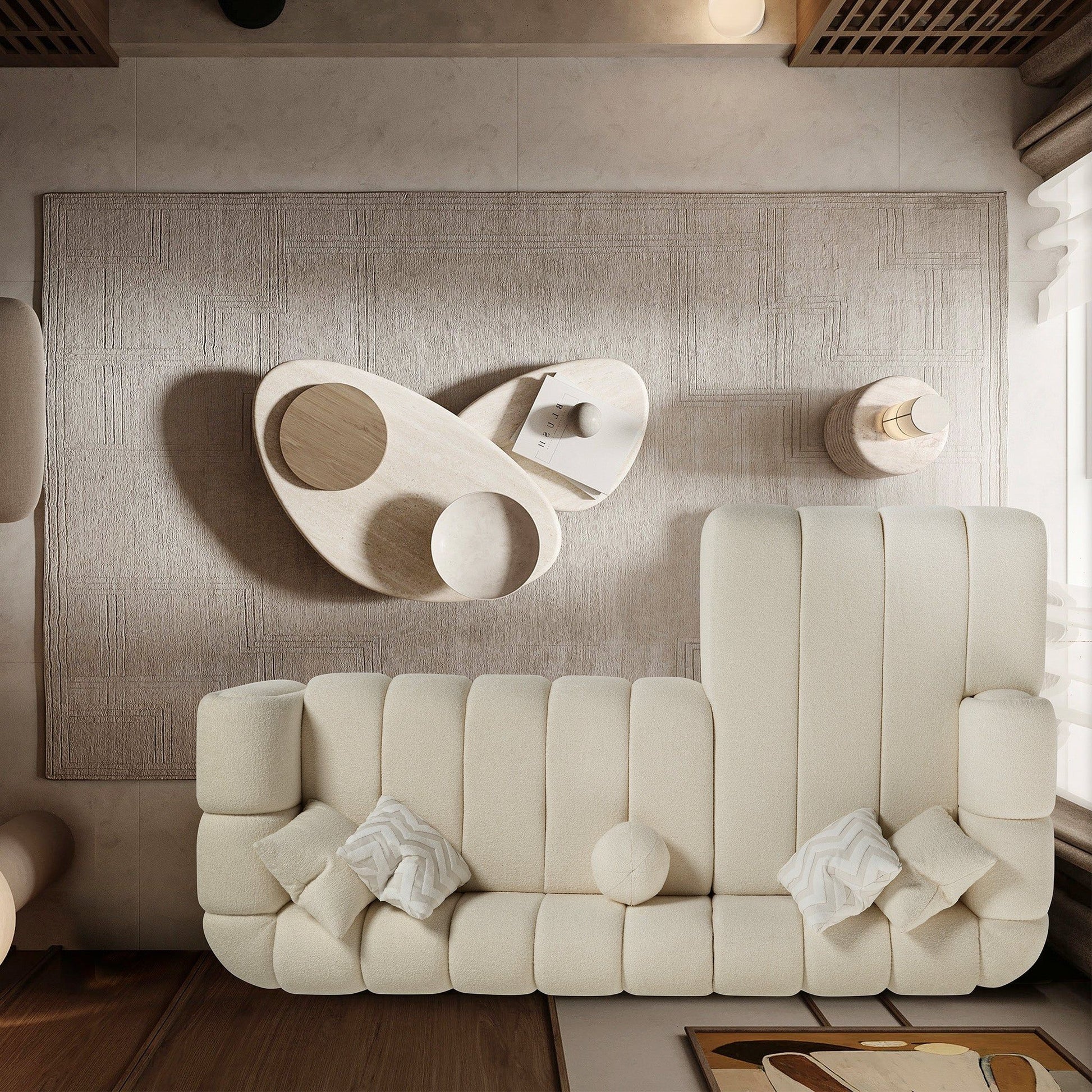 Beatrice - Modern Tufted Right Sectional Sofa - Ivory Ashcroft Furniture