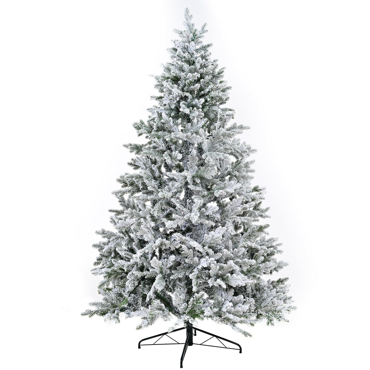 7Ft Snow Flocked Hinged Artificial Christmas Tree With Fluffy Branches And Snow Tips - White Daily Nest