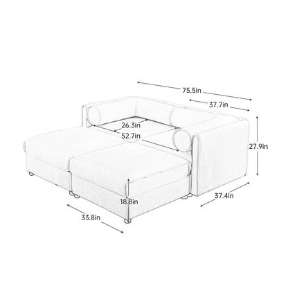 Contemporary Elegant White Chenille Sofa With Storage And Ottoman Home Essentials