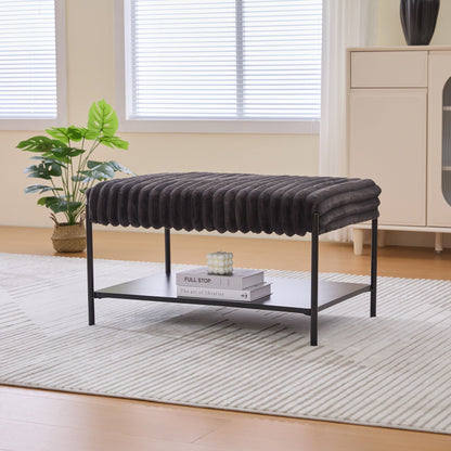 Upholstered Ottoman Coffee Table Foot Rest With Open Storage Home Essentials